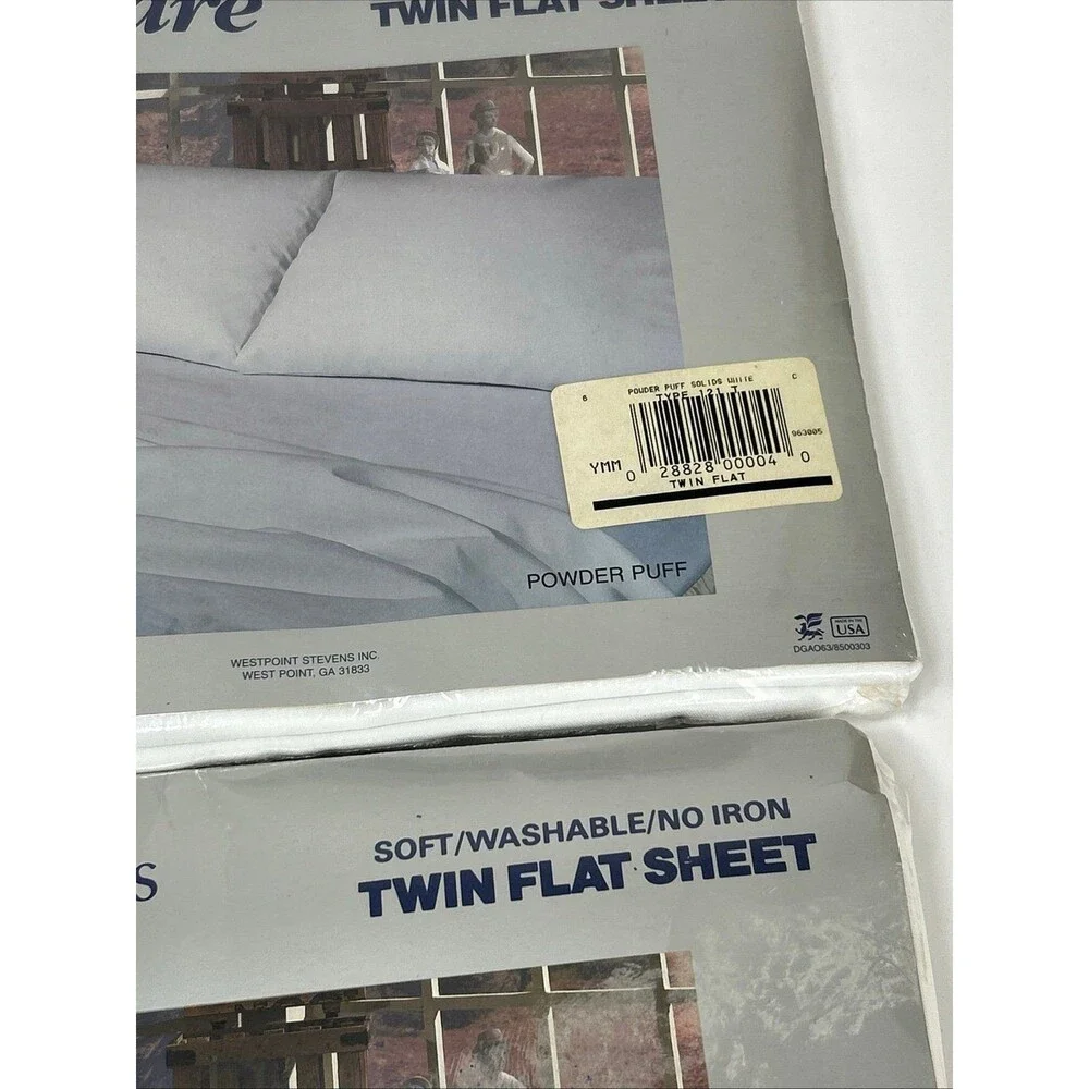 Tastemaker by Stevens Twin Flat Fitted Sheet Set white NOS